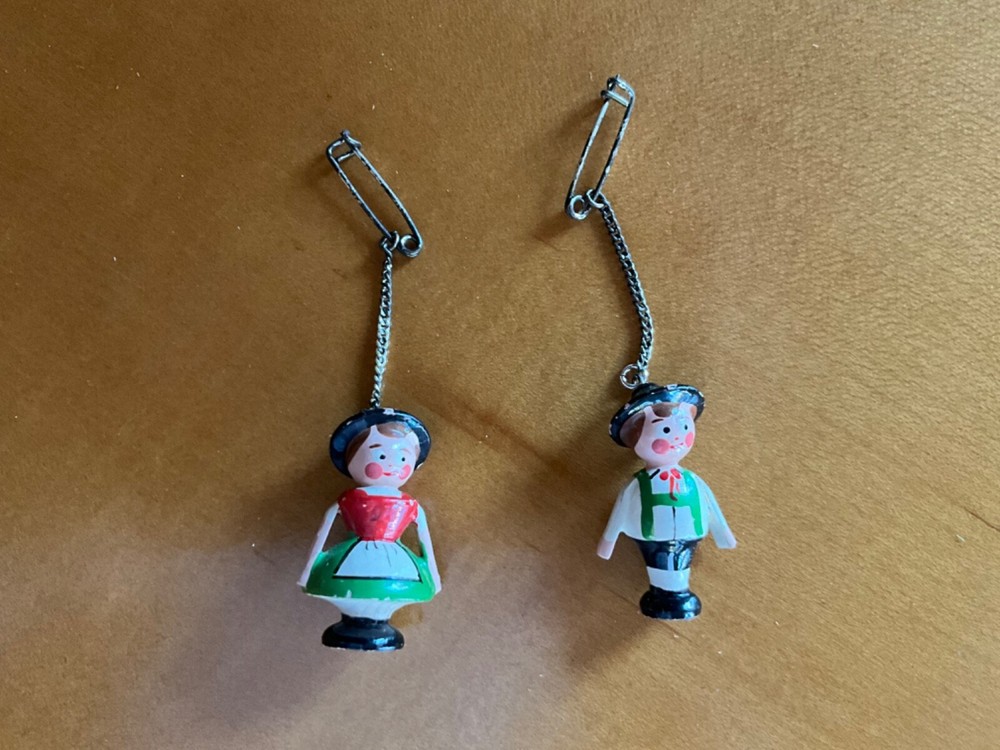 Vintage German Wooden Figurine Hat/Clothing Pins