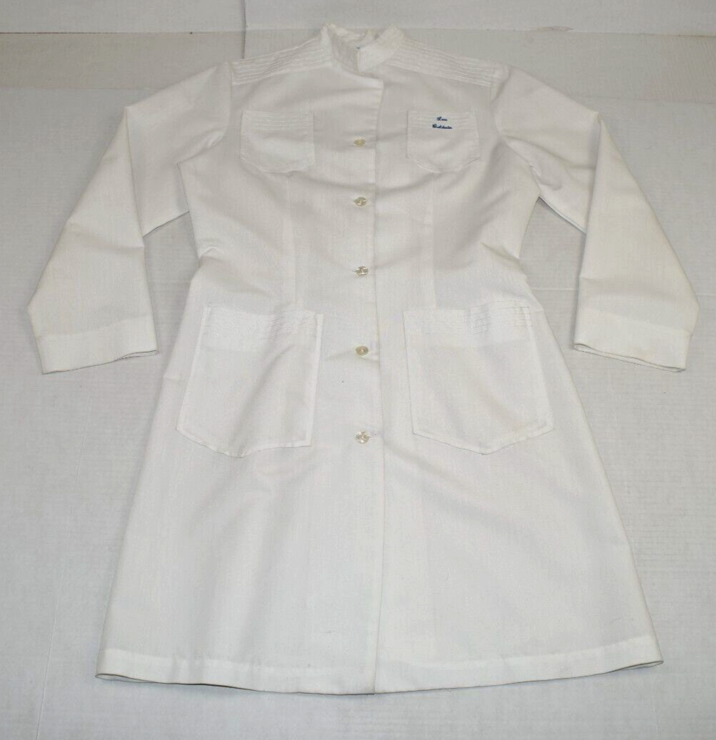 Vintage 60s White Lab Coat by Meta Ottenheimer Size M 4 Pocket Made in USA Shapely Fit-image