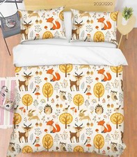 3D Fox Deer Tree Owl Pattern Quilt Cover Set Duvet Cover Bedding Pillowcases