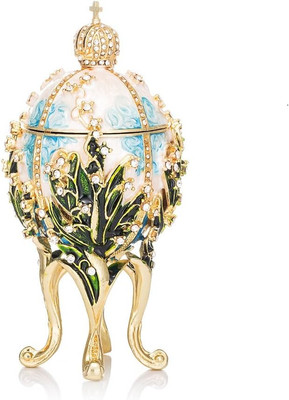 QIFU Hand Painted Easter Egg Style Decorative Enameled Trinket Box Unique Gift f