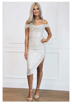 Champagne Sequin Midi-Dress | eBay
