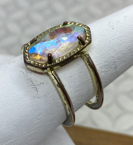 Kendra Scott Elyse Ring gold tone Dichroic Glass 8 VERY WELL USED - Picture 12 of 17