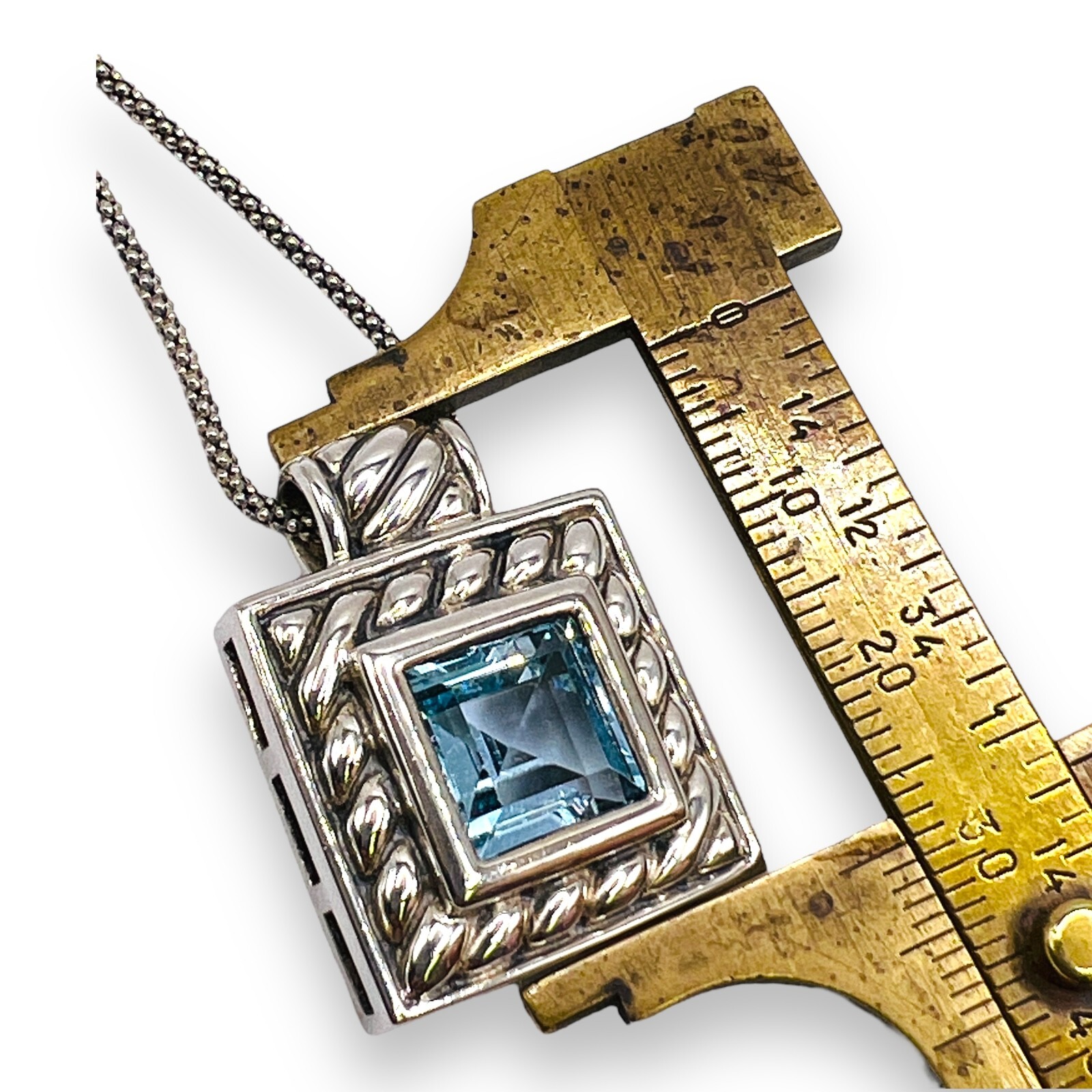 Solid 925 Oxidized Sterling Silver Blue Topaz Pen… - image 9