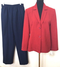 Alfred Dunner Women's Red/Black 100 PE 2PC Pants Suit Size 12