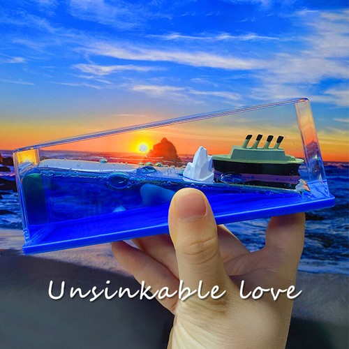 3D Flow Liquid Ornament Titanic/Black Pearl/Virtual Whale & Surfer Float Ship - Picture 5 of 17