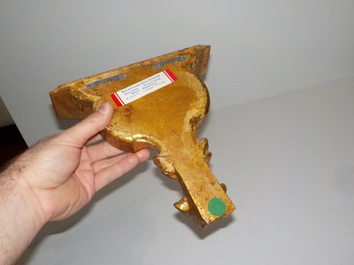 VINTAGE FLORENTIA ORNATE GOLD LEAF PLASTER CARVED WALL MIRROR & SHELF ITALY - Imagen 10 de 11