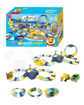 iWill Company Pinkfong Baby Shark 360 Degree Rotating Track LED Rail Car Kid Toy