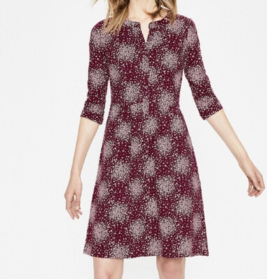 BODEN womens 10 Briar Jersey DRESS Mulled Wine 3/4 Sleeves Pockets | eBay