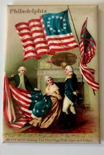 250th AMERICA Ann. 1st Flag Betsy Ross Refrigerator Magnet 2 X 3 Made In The USA
