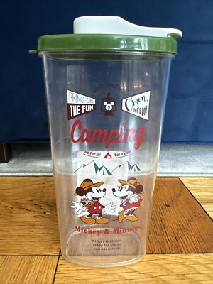 Vintage Disney Daiso Japan Mickey & Minnie Camp Slide Top Juice Beverage Pitcher
