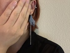 Blue Long Chain Butterfly Earrings