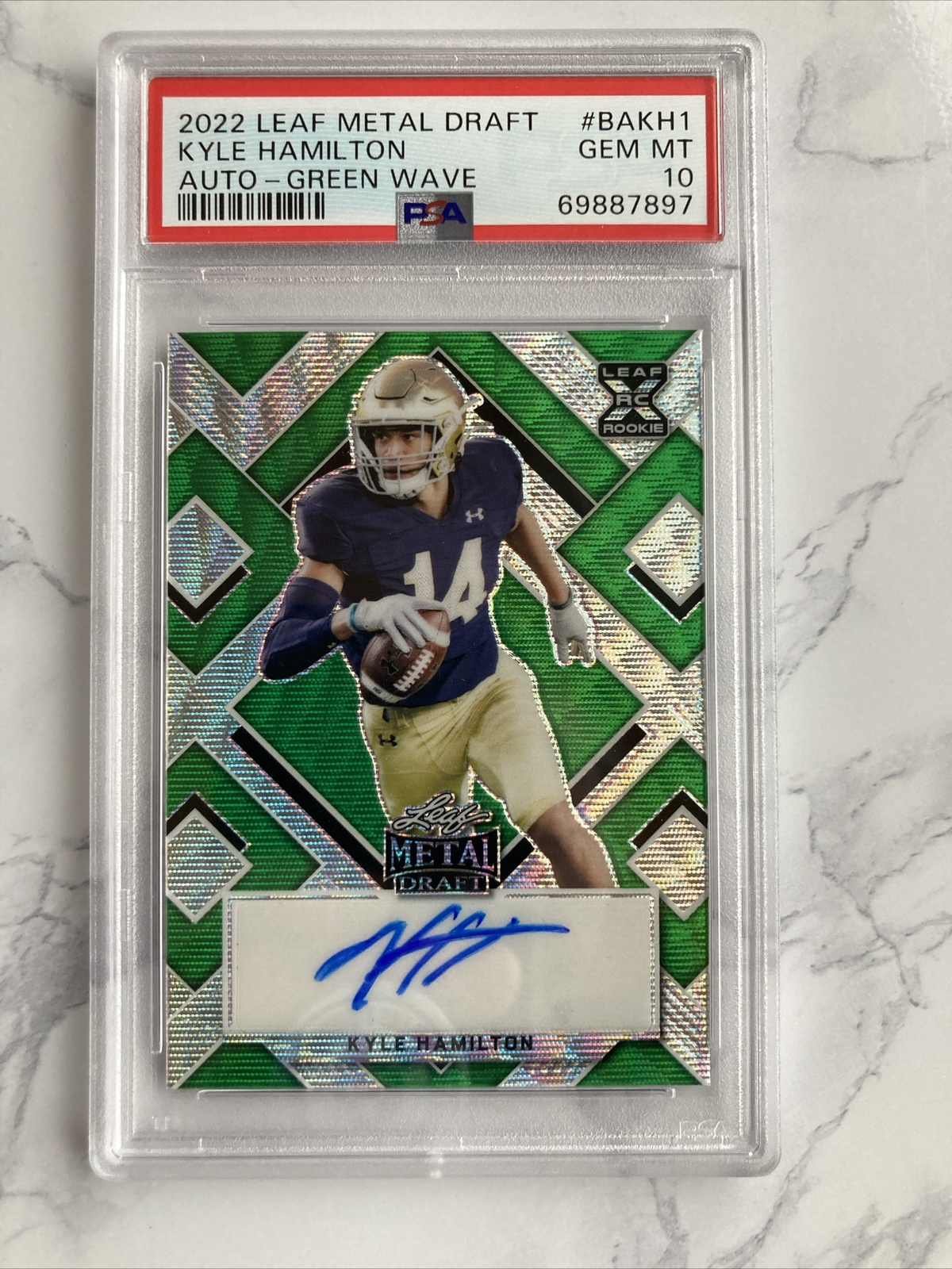 Kyle Hamilton Leaf Metal Draft Autographs #BAKH1 Green Wave