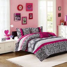 Mi Zone Stripe Polka Dot Zebra Prints Comforter Set Twin XL Full Queen King Size