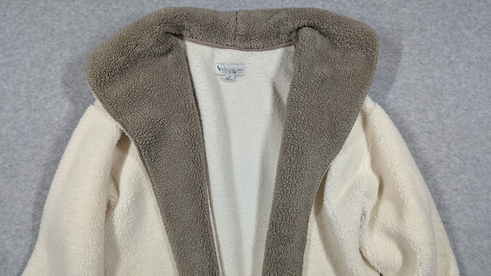 Koolabura Ugg Women Jacket Medium Sherpa Fleece Shawl Collar Open Front Warm