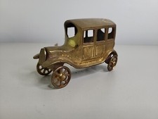 Vintage Brass Ford Model T Figurine Paperweight Working Wheels
