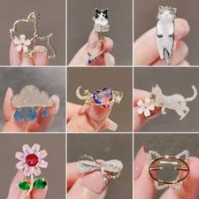 Charm Flower Animal Bow Crystal Brooch Pin Collar Women Costume Jewellery Gift