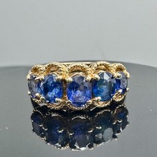 Solid 14k Gold Ring with Blue Semi Precious Gemstone / 3.2 Grams / Size 7