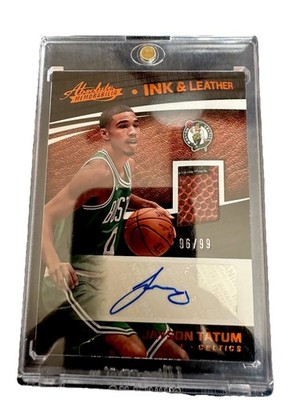 2017-18 Panini Absolute Jayson Tatum Ink & Leather Auto Mem #96/99 Celtics
