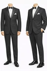 Men's Black Tuxedo Jacket with Pants Two Button Front Satin Peak Lapels