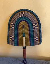 Vintage Handmade African Braided/Bolga Straw hand Fan and  Wall Decor