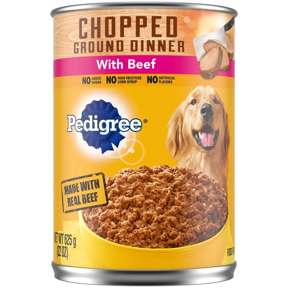 (Paquete de 4) Comida húmeda para perros de cena molida picada de pedigrí - latas de 22 oz, sabor a carne de res Foto 2 de 4