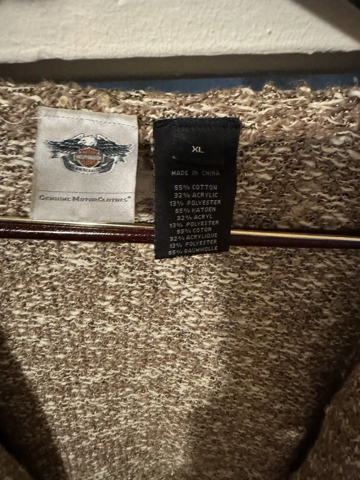 Cárdigan Harley Davidson marrón/crema/manchas doradas Foto 3 de 4