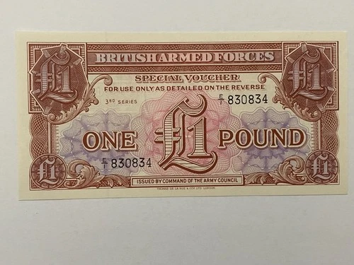 BRITISH ARMED FORCES 3RD SERIES ONE POUND BANKNOTE HIGH GRADE UNC SPECIAL VOUCHE
