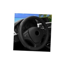 Car Steering Wheel Cover, 14.5-15" Leather Anti-Slip Breathable Sporty Black