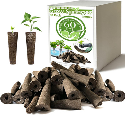60-Pack Hydroponic Grow Sponges Seed Starter Pods for Most Systems