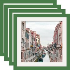 Wutl 10X10 Green Picture Frames Square Classic Natural Wood 4 Pack For Wall