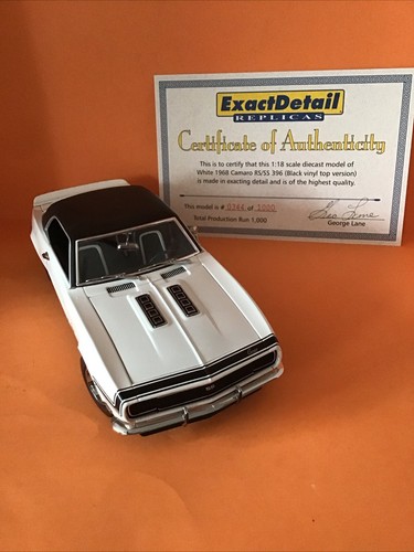 1/18 Scale EXACT DETAIL 1968 CAMARO RS SS 396 Black Vinyl Top