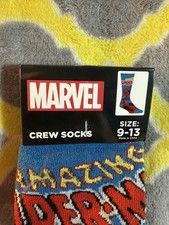 1 Pair Of Marvel Spider-Man Crew Socks, Fits Shoe Size 9-13, NWT