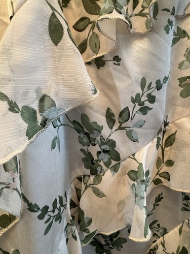 $495 MISA Los Angeles ILYSA MID-LENGTH DRESS Size Med White Floral Sage - Picture 6 of 13