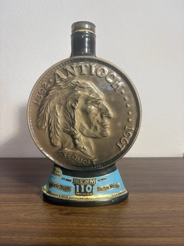 1967 Jim Beam Antioch, Illinois Diamond Jubilee Bourbon Whiskey Decanter used