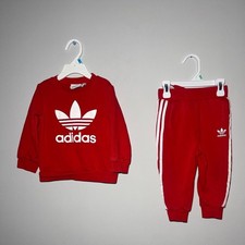 Adidas  Boys Red and White Casual Outdoor Spring 2 Piece Matching Set 12-18M