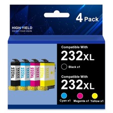 4 PACK 232XL Ink Cartridge Compatible fits Epson 232 WF-2950 XP-4200 XP-4205 ink