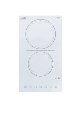 Summit CR2B23T4W 12'' Electric Radiant Cooktop w/ (2) Burners, White Ceramic G...