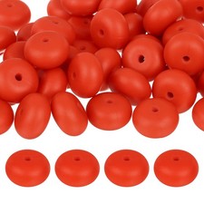 50Pcs, 14mm Silicone Lentil Beads Loose Abacus Bead for DIY Red 