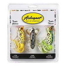  Triple Threat Fishing Lure 3-Pack - Includes 2 Hula Popper, 1 Jitterbug