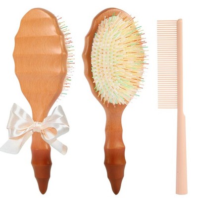 Boar Bristle Hair Extension Brush - Ergonomic Wood Handle for All Types
