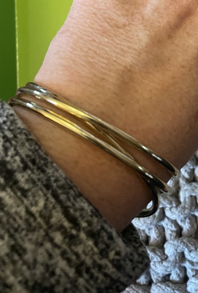 Minimalist Twisted Double Layer Bangle Open Cuff … - image 1