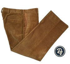 Mens 36 X 28 Orvis X Brisbane Moss Brown Flat Front Cotton Corduroy Trousers