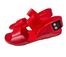 MARNI bright red plastic sandals with small l...