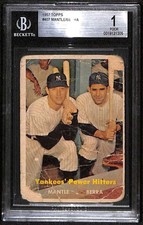 1957 Topps #407 Mickey Mantle/Yogi Berra Yankees Power Hit BVG 1 POOR C102638