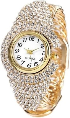 Women Elegant Crystal Bangle Braclet Round Dial Analog Quartz Wristwatch