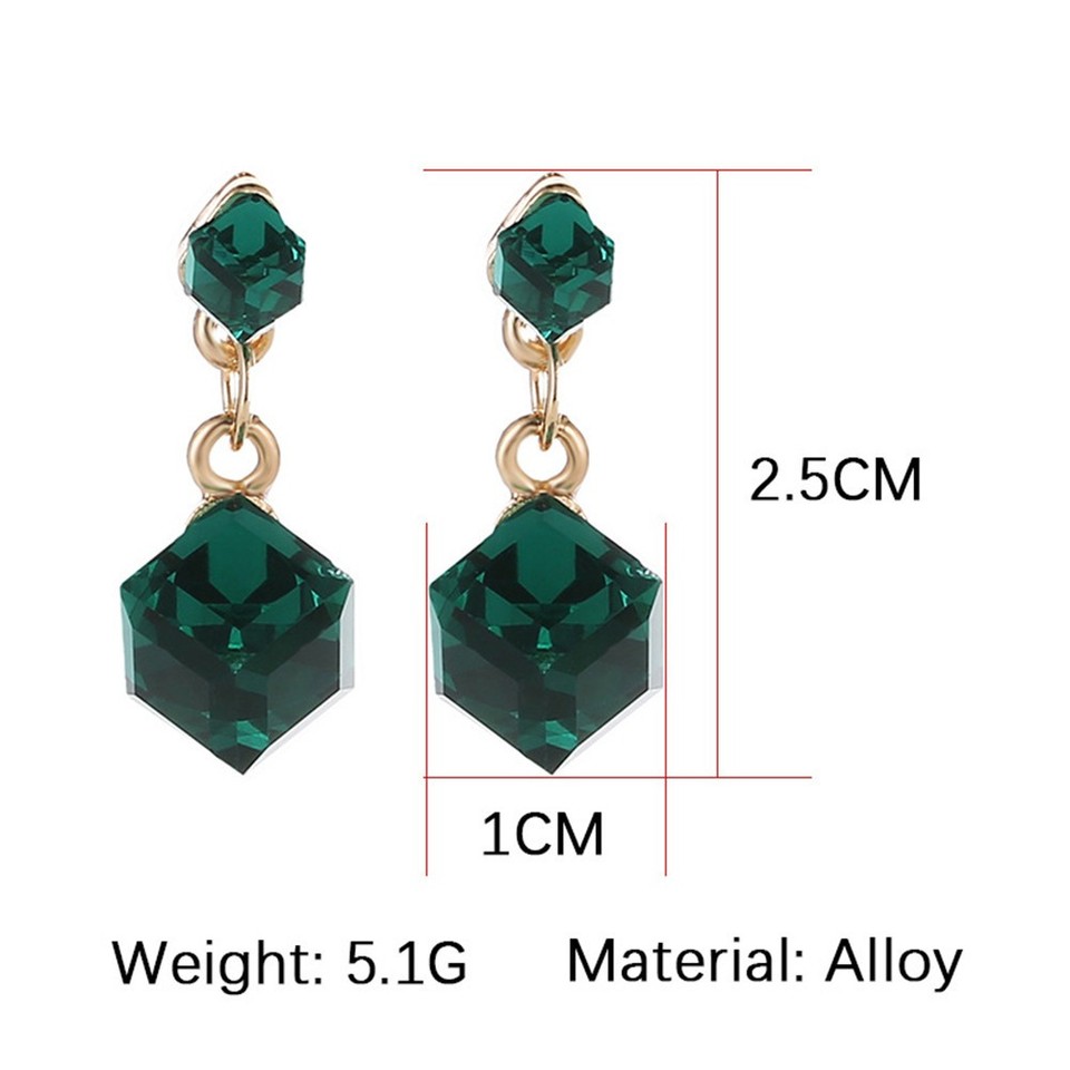 3Pairs Assorted Color Square Earrings Durable Alloy Ear Studs Gift Set ...
