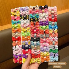 30PCS Random Color Bow Fabric Hair Clips Girls Cute Daily Hair Accessories