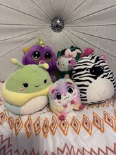 Squishmallows  Plush Bundle Lot 5   Hello Kitty, Zebra, Unicorn, Pastel Kawaii