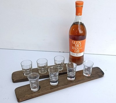 Eiche Whisky Fass Stab Flug Schnupperbrett Untersetzer Scotch 7 Schnapsgläser 404
