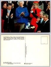 1981 Reagan Inauguration Postcard w/ Carter Mondale Nancy Barbara Bush